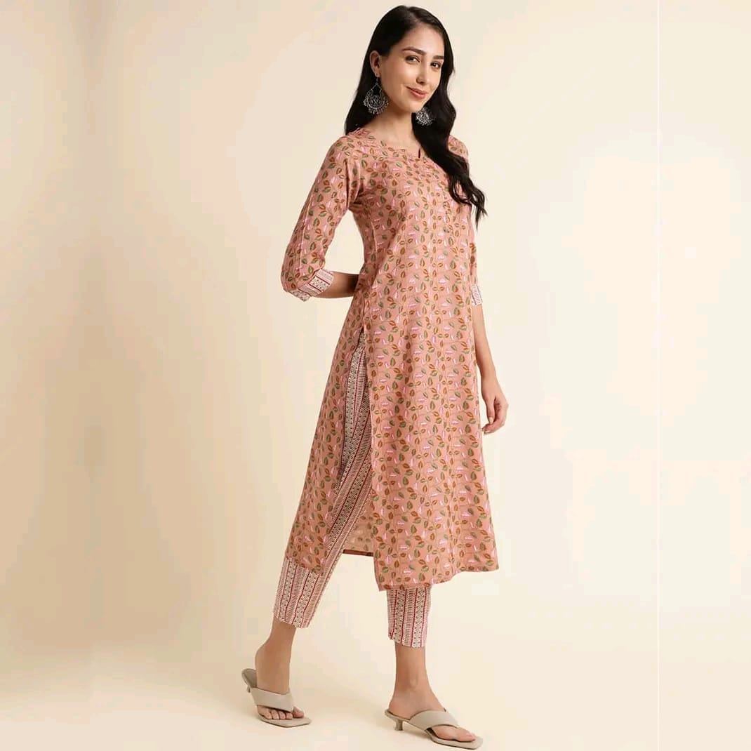 Reyon Foil Printed Straight Designer Kurtis Set