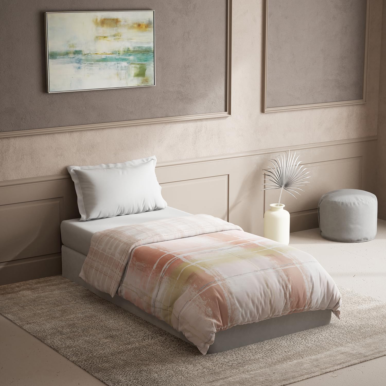 DDECOR - Zeta Collection 100% Cotton Abstract Pattern 145TC Single Quilt|152 CM X 229 CM| - Pink
