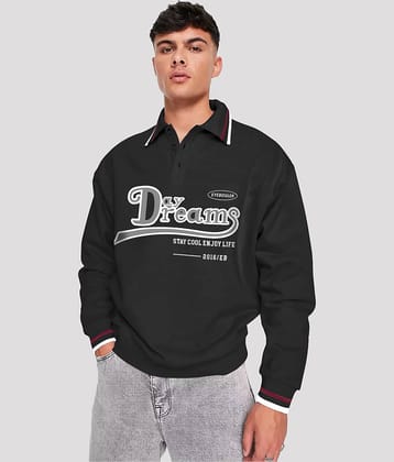 Eyebogler Pack of 1 Cotton Blend Regular Fit Printed Full Sleeves Men's Polo T Shirt ( Black )