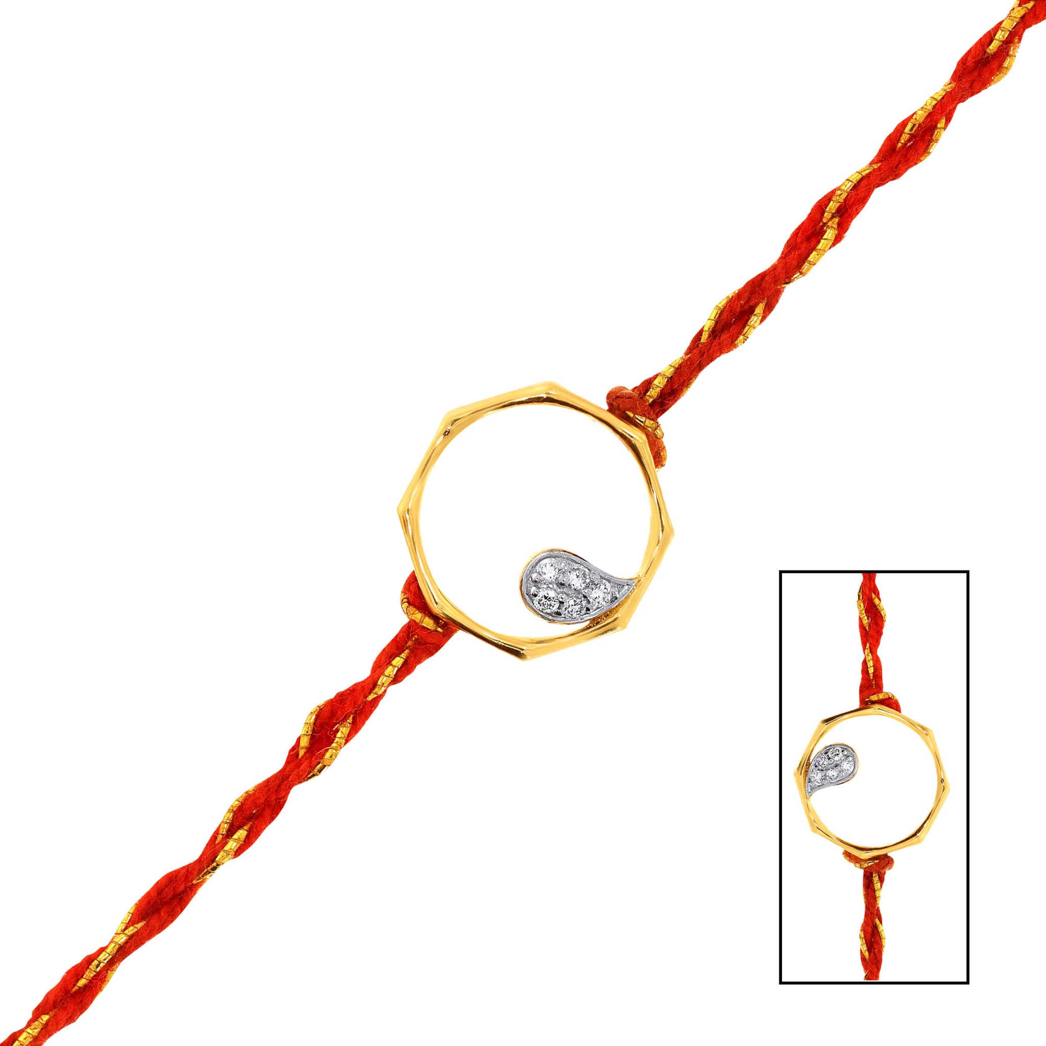 Senco Gold Symphony of Togetherness Diamond Rakhi (0.7 gram / 0.05 Ct / GH-VS-SI / 18K Yellow Gold)