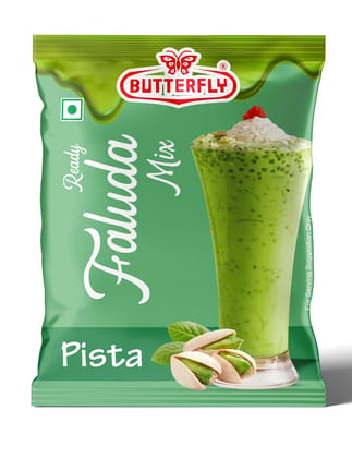 Butterfly Ready Faluda Mix (Pista) (Weight - 90g) by Butterfly Dessert Mixes and Bakery Needs.
