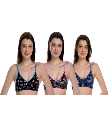 Elina Pack of 3 100% Cotton Non Padded Women's T-Shirt Bra ( Multicolor )