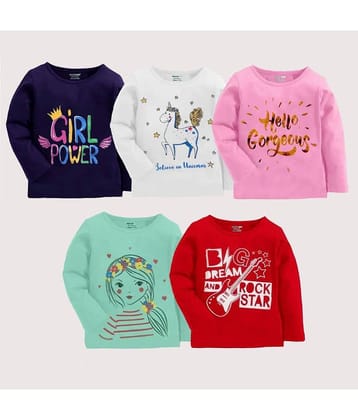 Kuchipoo Pack of 5 Girls Cotton Blend T-Shirt ( Multicolor4 )