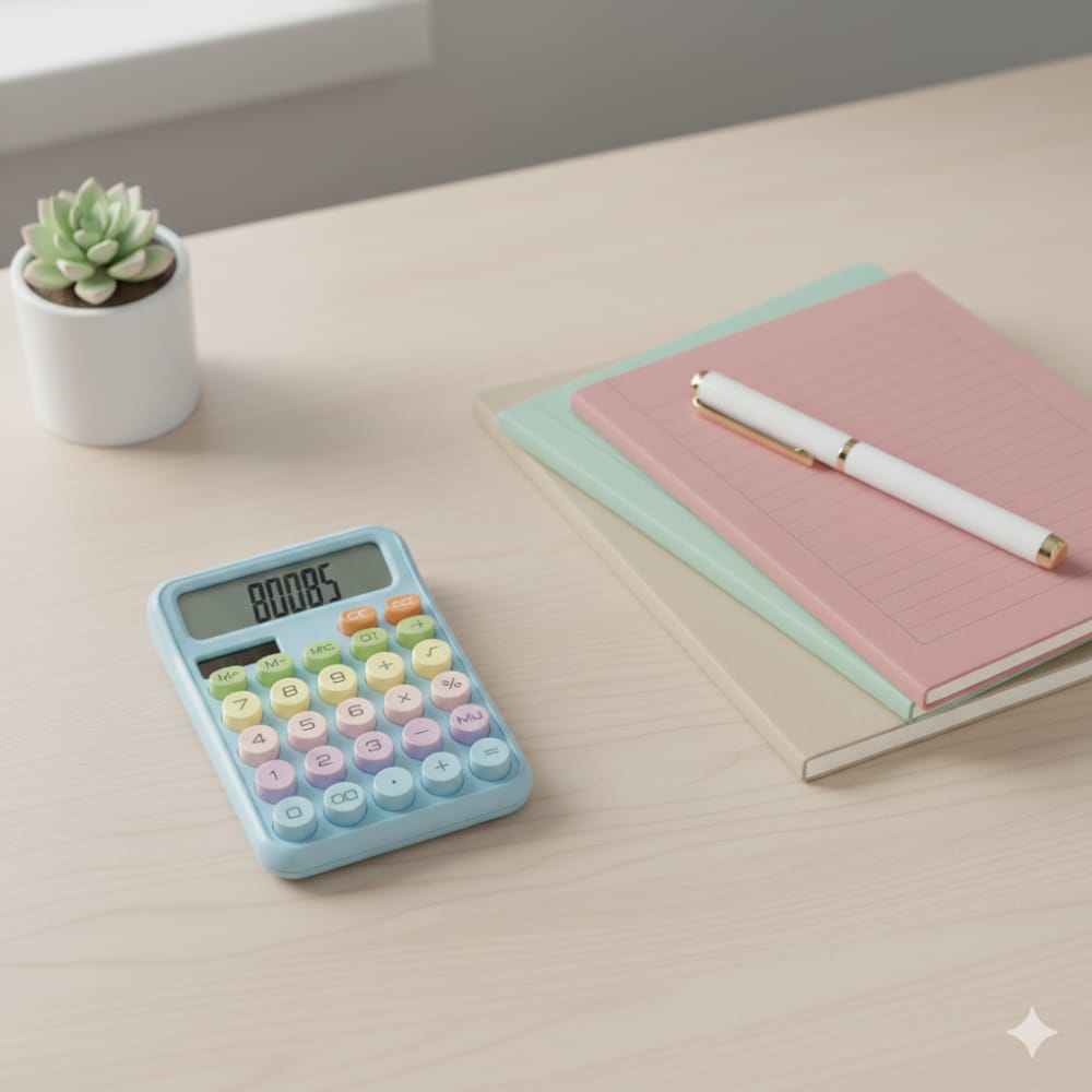 Pretty Pastel Calculator with Big 12 Digit Display - For Office/School/Home Use Pretty Pastel Calculator with Big 12 Digit Display - For Office/School/Home Use - Blue