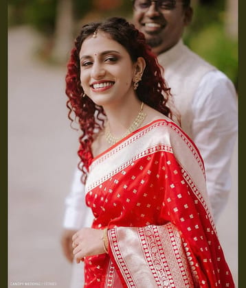 fab woven Art Silk Woven Design Banarasi saree With Unstitched Blouse Piece ( Red )