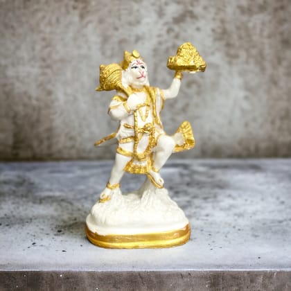 Lord Hanuman Pavansut Hanuman Parvat Marble Idol H-15 cm-Composite Marble