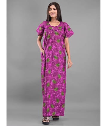 Apratim - Purple Cotton Women's Nightwear Nighty & Night Gowns ( Pack of 1 )