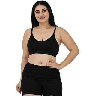 Women Sports Non Padded Workout Sports Bra(Black)