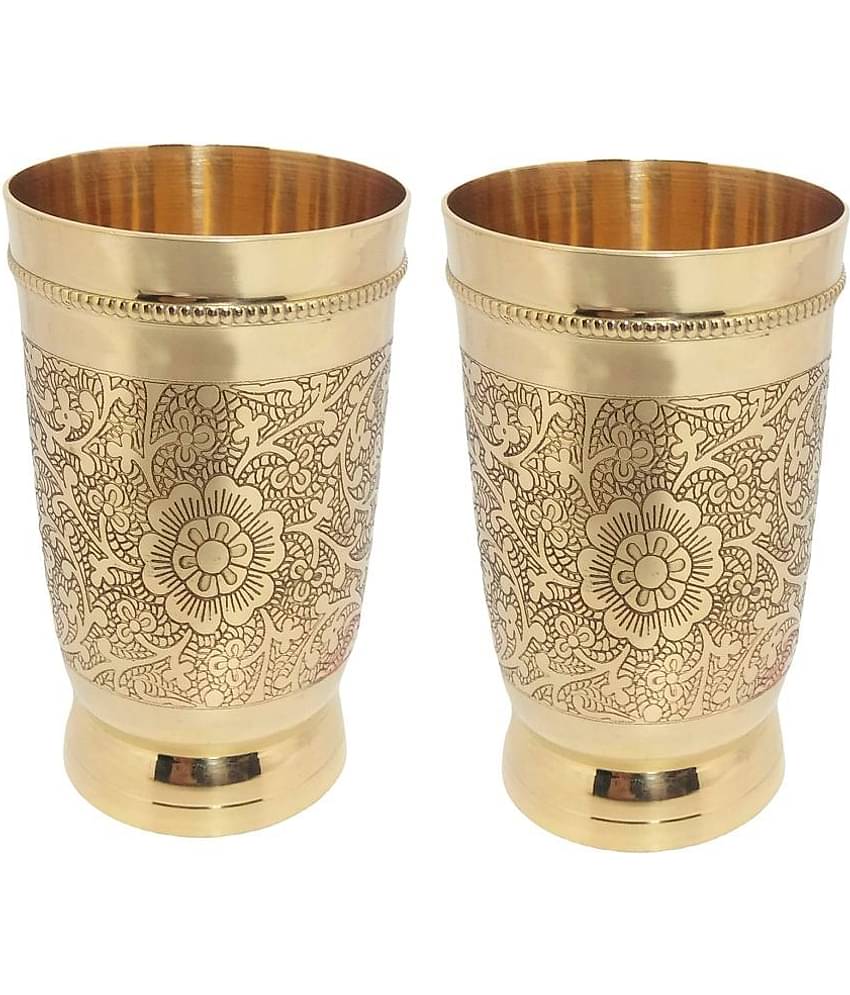 A & H ENTERPRISES - Brass Glasses Set 250 ml ( Pack of 2 )
