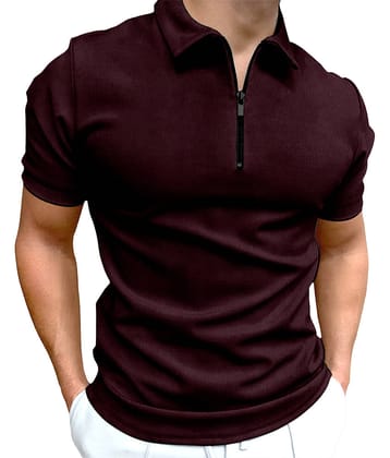 FTX Pack of 1 Cotton Blend Regular Fit Solid Half Sleeves Men's Polo T Shirt ( Maroon )
