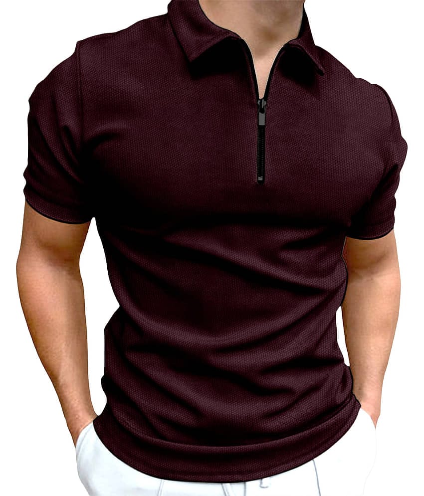FTX Pack of 1 Cotton Blend Regular Fit Solid Half Sleeves Men's Polo T Shirt ( Maroon )