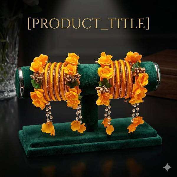 Artificial Flower Jewellery Bangles Set Yellow Haldi Mehndi