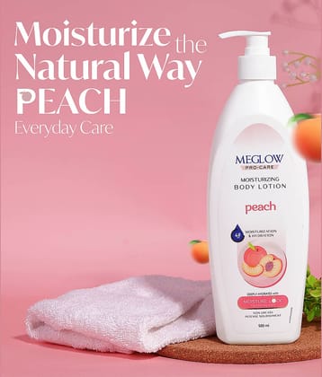 Meglow Pro-Care Moisturizing Lotion Enriched with Peach Ext. 48hr Moisture For All Skin Type 500 ml