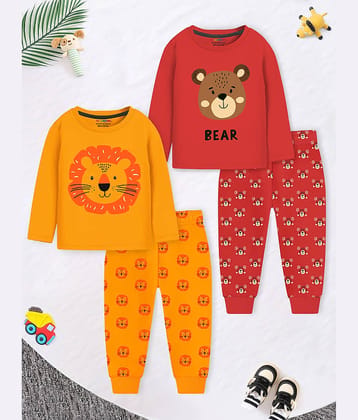 Trampoline Pack of 2 Boys Cotton Blend Nightsuit Set ( Yellow )
