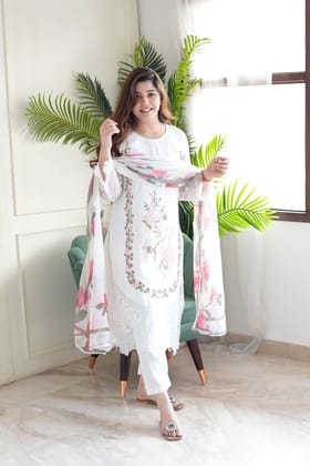 Noor White Pakistani Suit Set-XXL