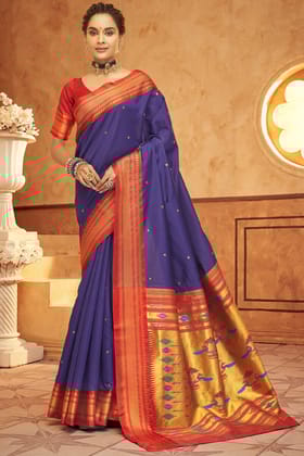 Plum Purple Paithani Silk Saree