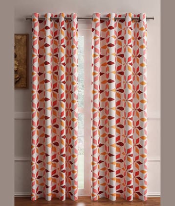 Home Candy Set of 2 Long Door Semi-Transparent Eyelet Polyester Red Curtains ( 274 x 120 cm )