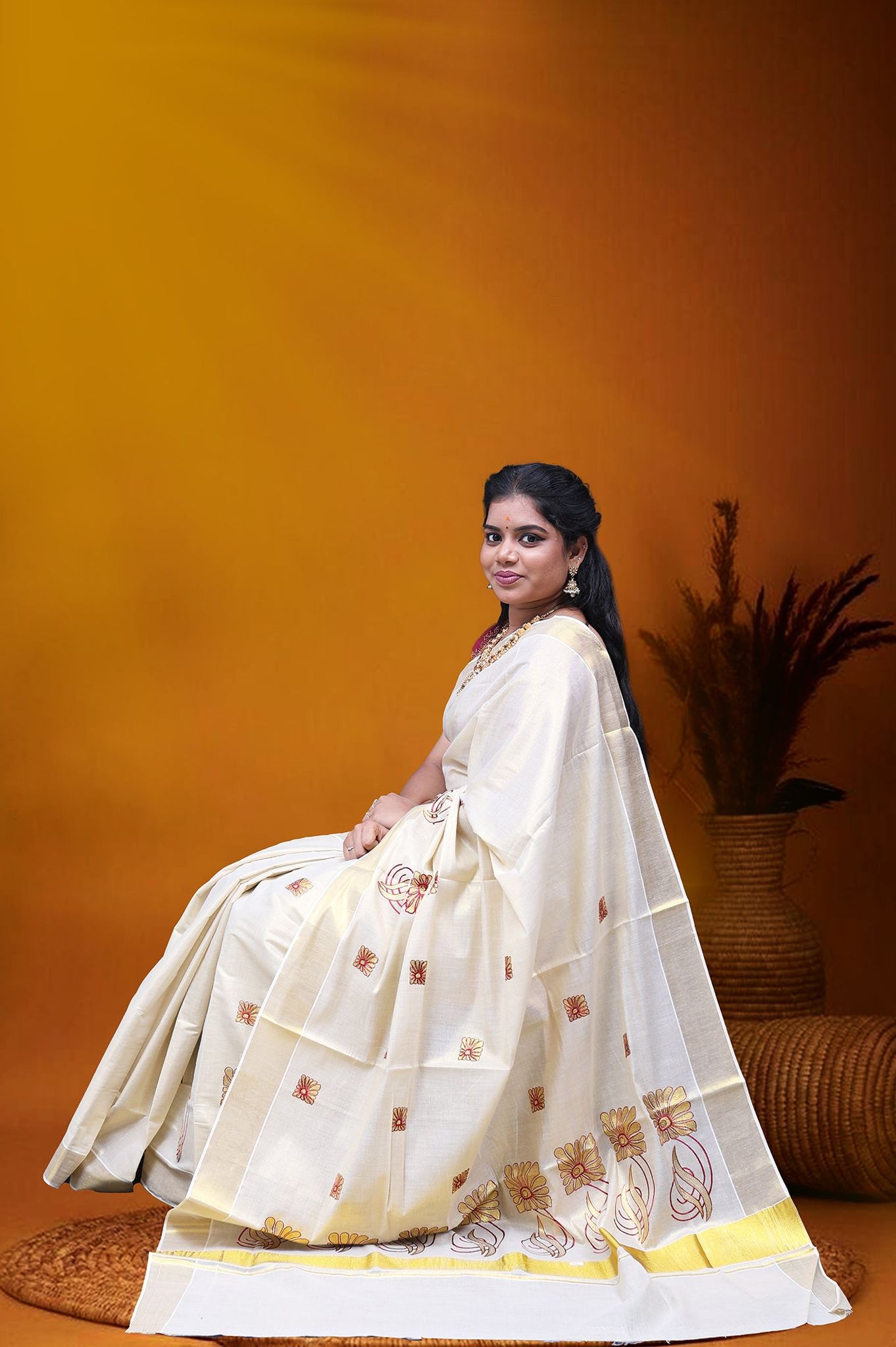 MK-2730 GOLD TISSUE SAREE 6.25 MTR