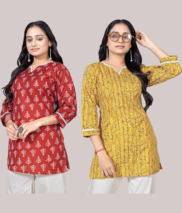 KALAVRITTA Women Cotton Blend Printed Straight Kurti ( Multicolor3 )