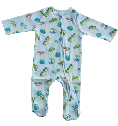 Footed Rompers - Blue Motors-0-3 months