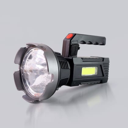 Heavy-Duty Rechargeable USB LED Hand Torch with COB Side Light (1 Pc)