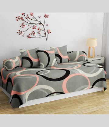 HIDECOR Microfibre Abstract Diwan Set 6 Pcs - black