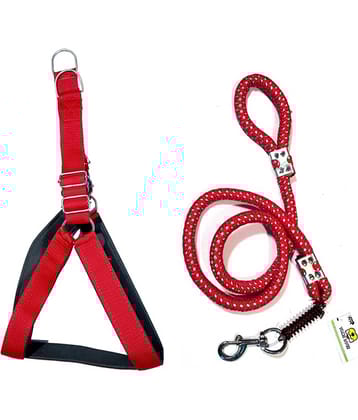 Padded Harness and Leash for Adult Dogs of All Breeds (Black Color - 1.5 inches)