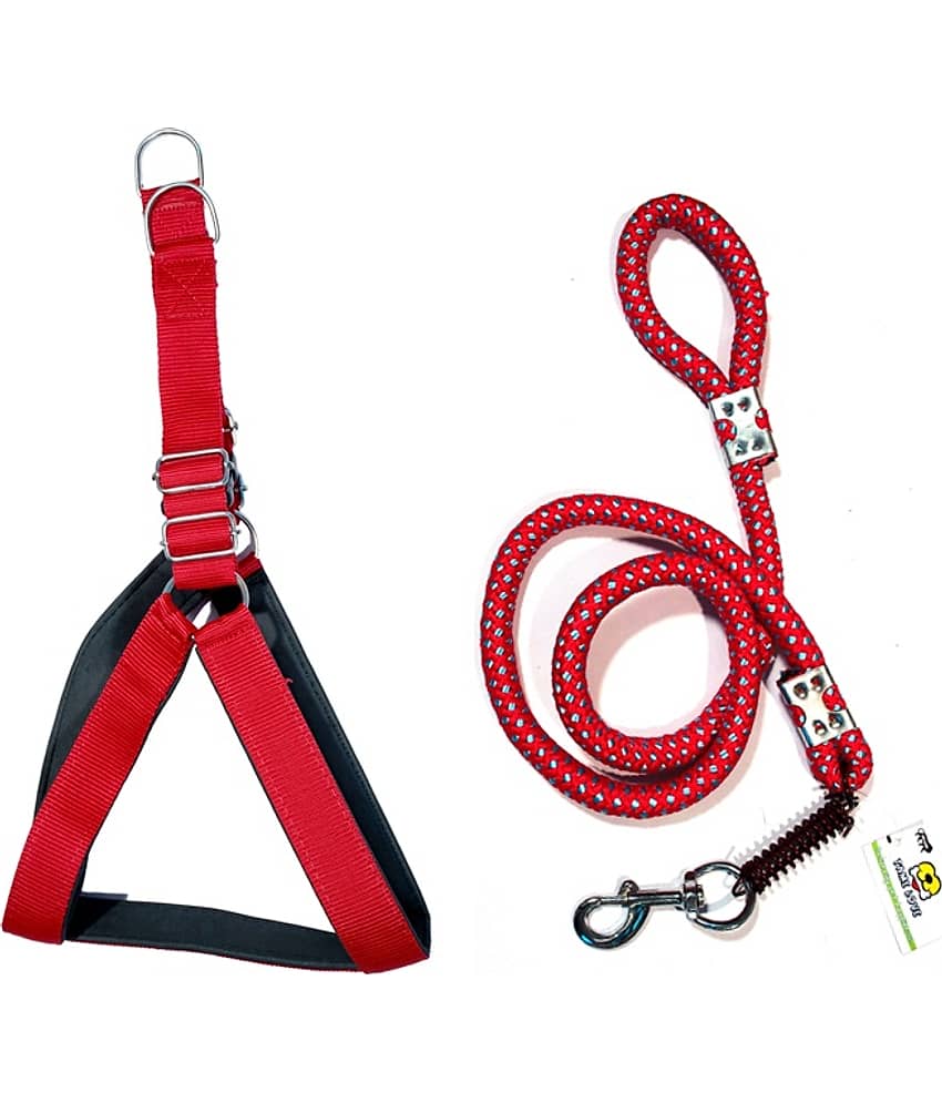 Padded Harness and Leash for Adult Dogs of All Breeds (Black Color - 1.5 inches)