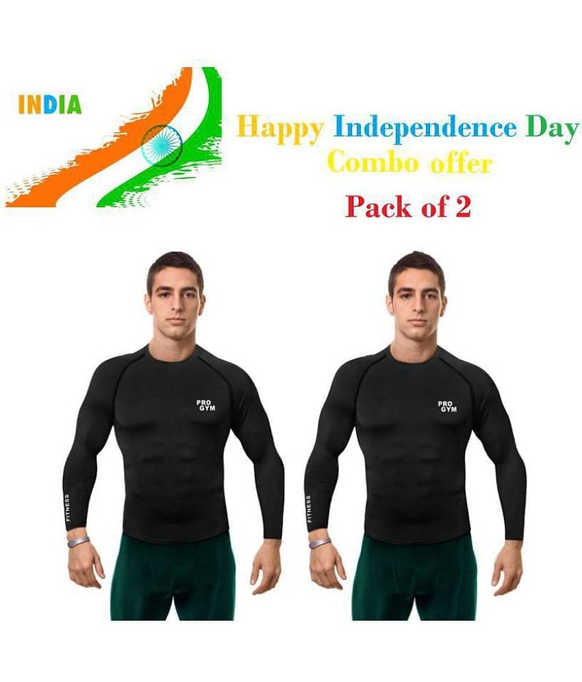 Happy Independence Day Combo Offer Pack of 2 ! 100% Polyester Compression T-Shirt, Top Full Sleeve, Fit Multi Sports Cycling, Cricket, Football, Badminton, Gym, Fitness
