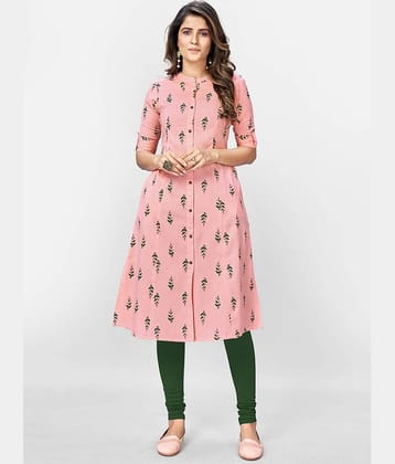 Vbuyz - Pink Cotton Women's Front Slit Kurti ( Pack of 1 )