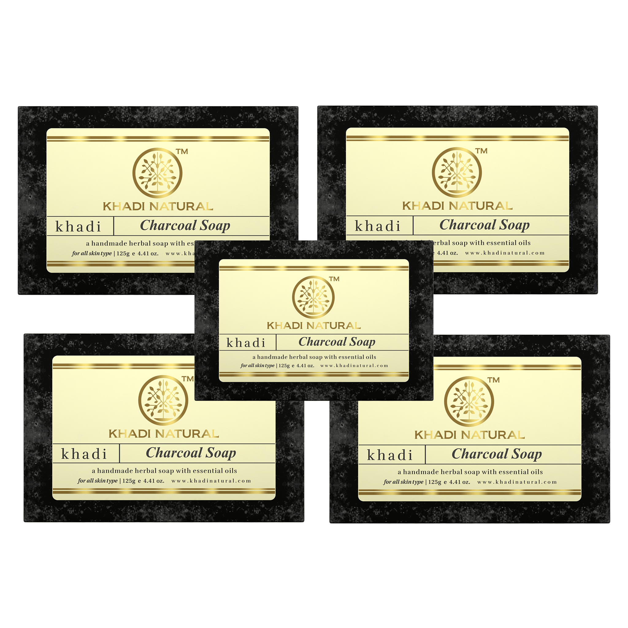 Khadi Natural Charcoal Soap Combo Pack Of 5 – 125gm Each