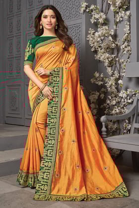 Orange Embroidered Saree