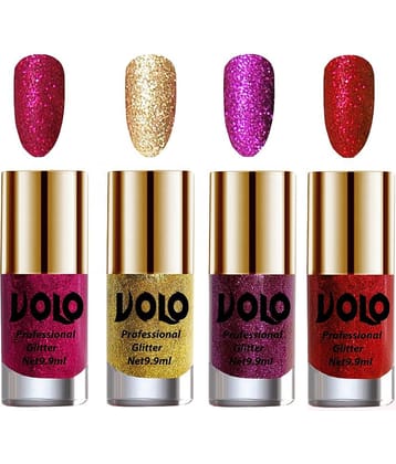 VOLO Professionally Used Glitter Shine Nail Polish Magenta,Gold,Purple Red Pack of 4 39 mL