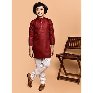 PrintCultr Boys Festive & Party Kurta and Pyjama Set (Red)