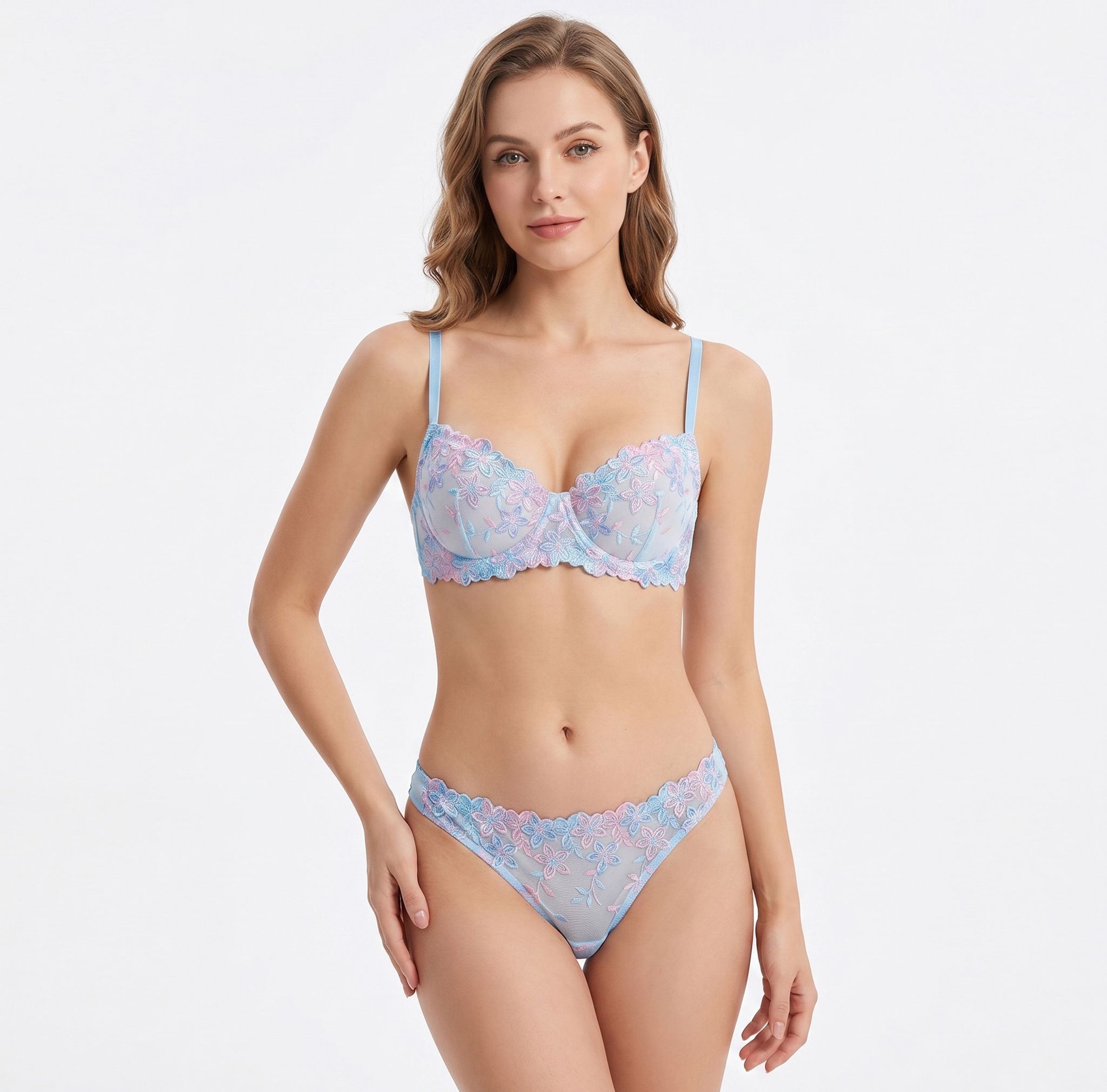 LOVEBIRD Ths2612 Transy Bra Panty Thong Set Fancy