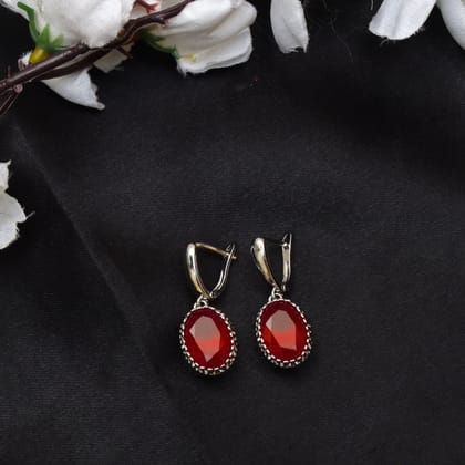 Fine G.Silver Red Stone Earrings.
