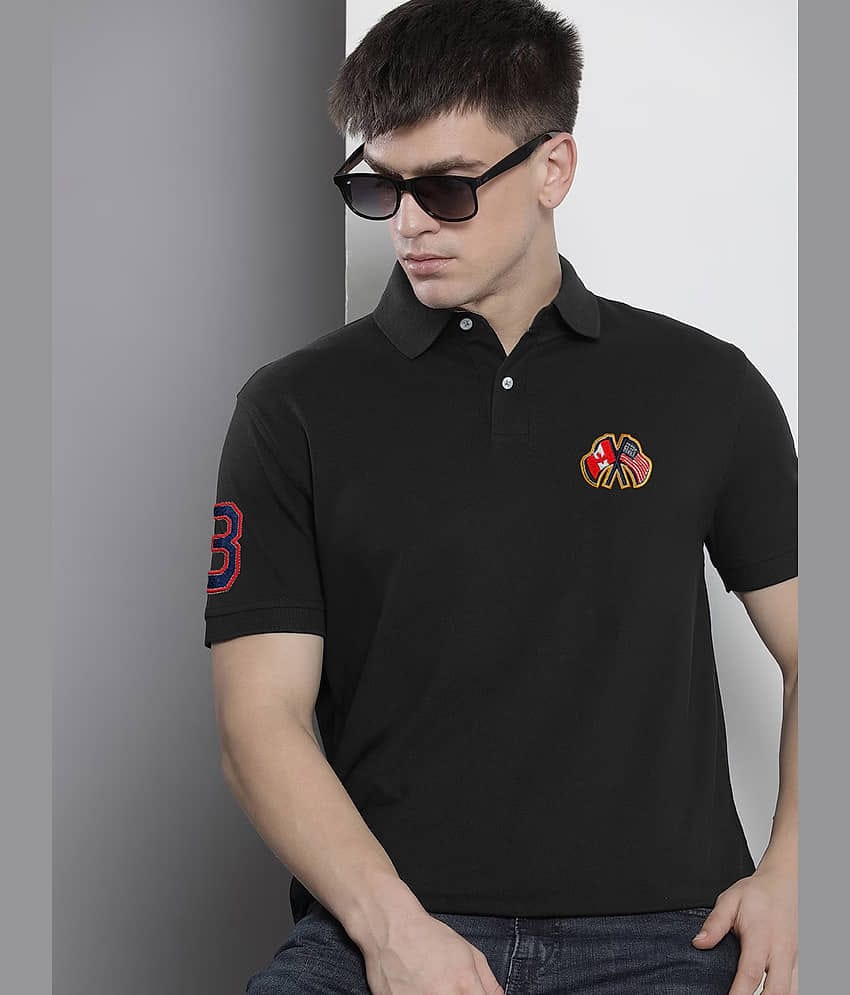 Merriment Pack of 1 Cotton Blend Regular Fit Embroidered Half Sleeves Men's Polo T Shirt ( Orange )