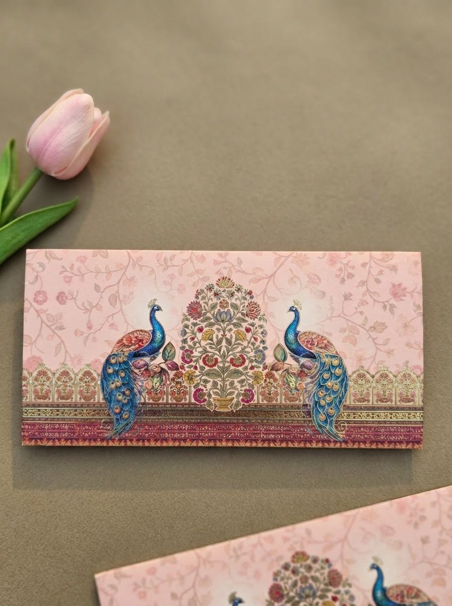 The Peacock Vine Envelope – Premium Designer Money Envelope for Wedding & Luxury Gifting