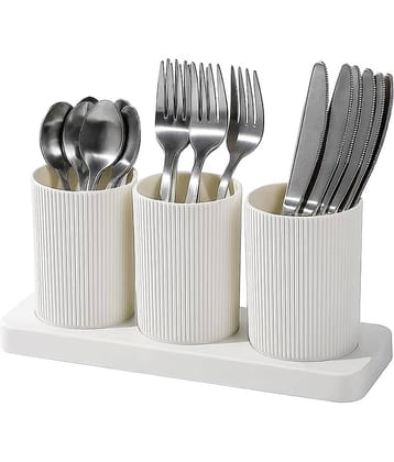MAGICSPOON Cutlery Holder Polyproplene White Multi-Purpose Container ( Set of 1 )