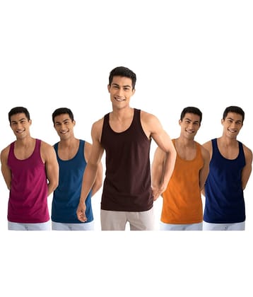 Drako Pack of 5 Cotton Basic Vest For Men ( Multicolor )