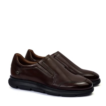 Dark Brown Leather Super Light Weight Sneakers By Brune & Bareskin-40/6