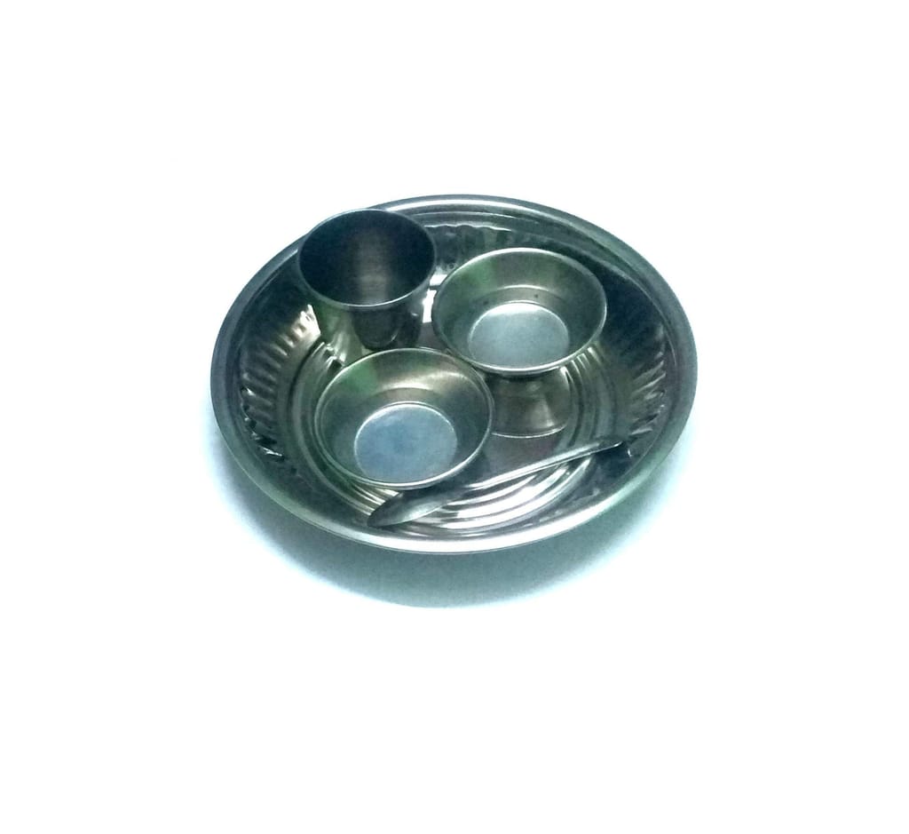 Nawani Stainless Steel Pooja thali Set for Home, Diameter - 15 cm - Pooja Needs | Buy online on ZillyBuy