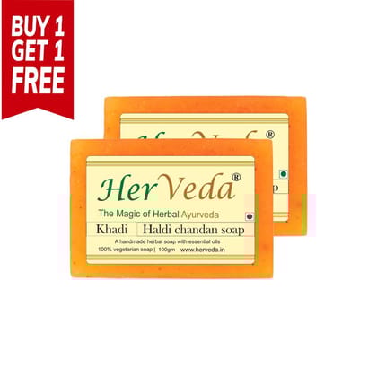 HerVeda Haldi Turmeric / chandan Sandal Handmade glycerine soap