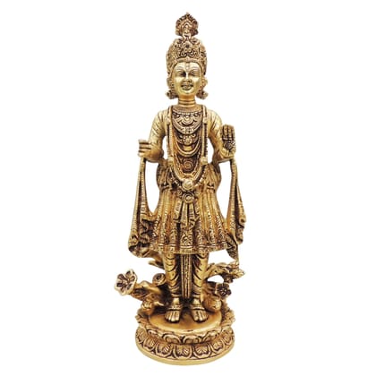 Handcrafted Brass Swaminarayan Statue | Spiritual Home Decor, Height : 12.5 Inch (BSMAS1582 E)