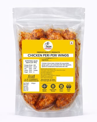 TASH Chicken Peri Peri Wings, 250g | Spicy Marinated Ready-to-Cook Chicken Wings | Authentic Bird’s Eye Chili Flavor | High Protein Gourmet Appetizer | Juicy & Zesty Party Snack