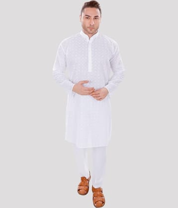 Maharaja - White Cotton Regular Fit Men's Kurta Pyjama Set ( Pack of 1 )