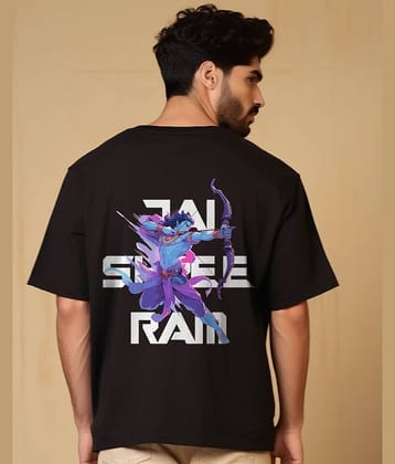 Prabhu Bhakti Pack of 1 100% Cotton Oversized Fit Men's T-Shirt ( Black )