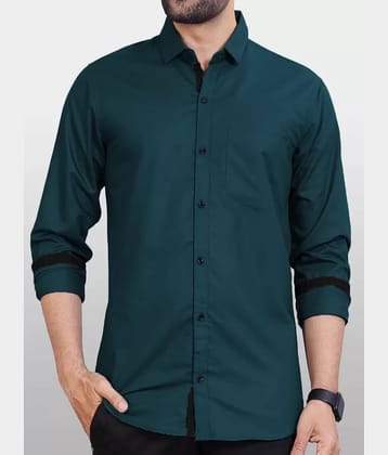 JEEVAAN - THE PERFECT FASHION Cotton Blend Slim Fit Solids Full Sleeves Men's Casual Shirt - Green ( Pack of 1 )