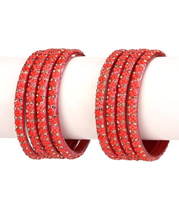 Somil Bridal Wedding Party Collection Festival Glass Kada/ Bangles Set, Pink, 8 Bangles With Box