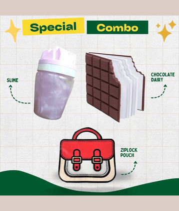 Kalra Magic Fun & Quirky Special Combo 1 Slime 1 Chocolate Dairy Notebook & 1 Ziplock Pouch
